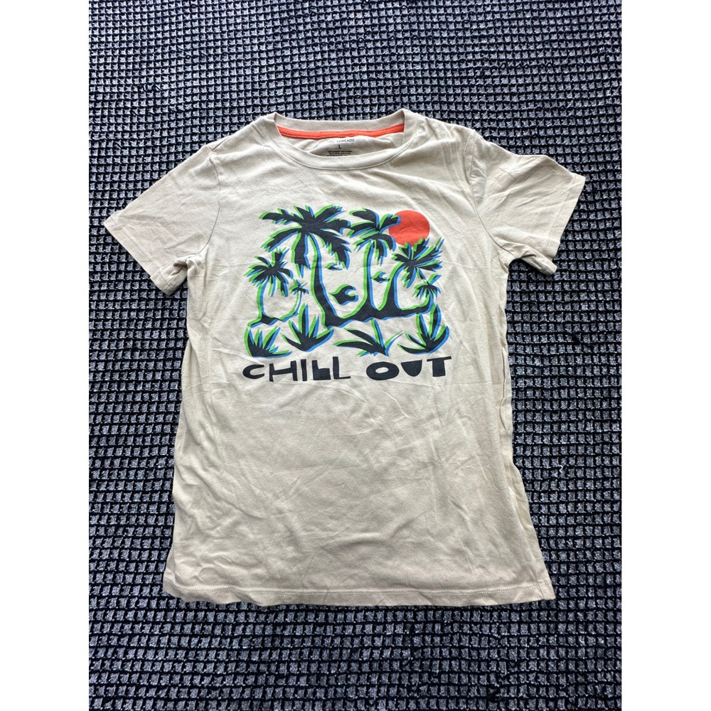 Epic Threads Graphic Tee Boys Large Tan Good Chill Out Palm Tree Beachy